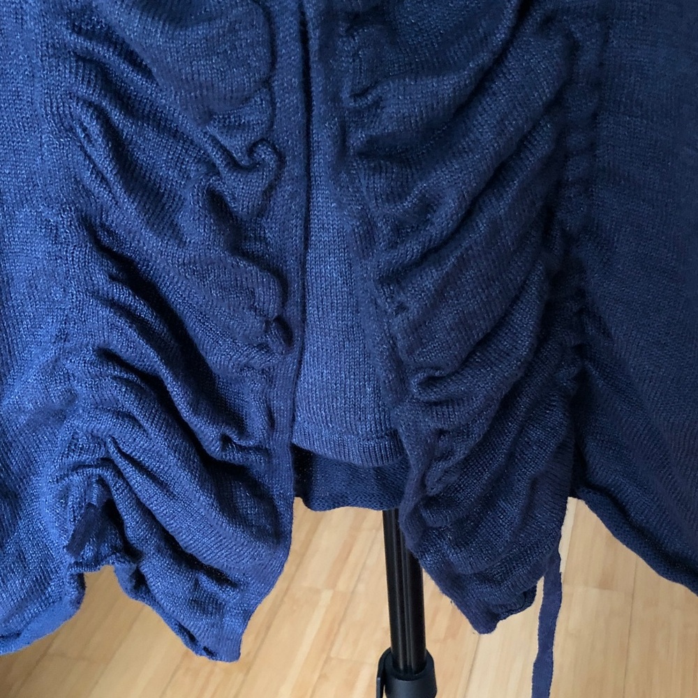 Lafayette 148 New York Navy Ruffled Open-Front Cardigan - Picture 3 of 4